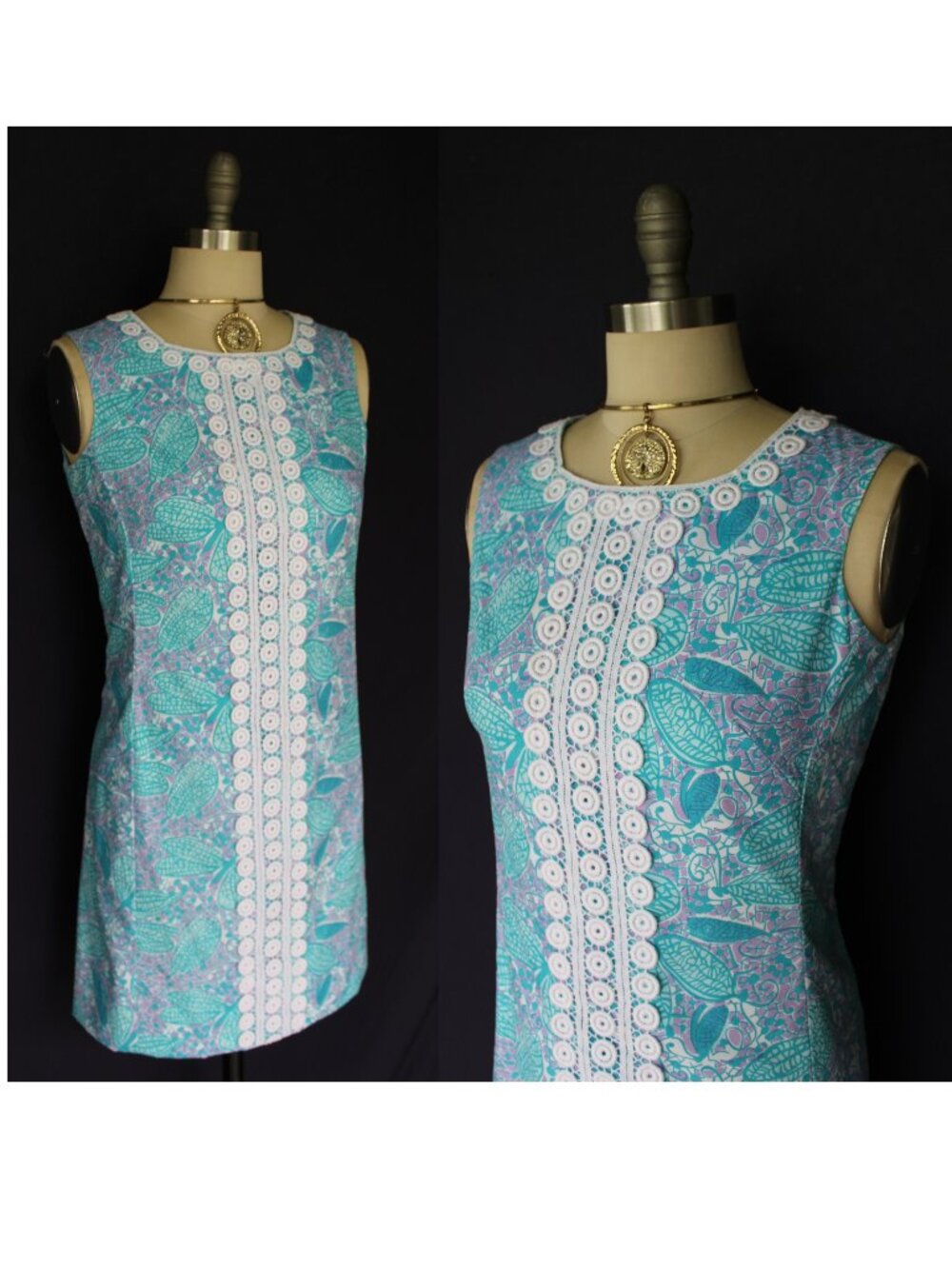 The Lilly Pulitzer vintage dragon fly tunic mod 60s dress Jackie O crochet lace